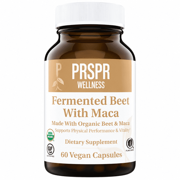 PRSPR Wellness Fermented Beet with Maca Capsules, Botanical Dietary Supplement, 60 Vegan Capsules