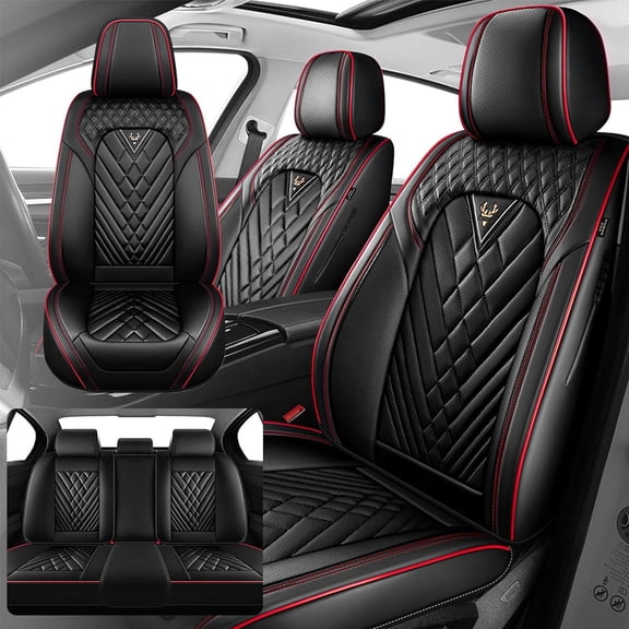 2001 Car Seat Cover for Kia Optima , Red Car Seat Covers, PU Leather Full Set of 5 Seats Scratch Resistant Non-slip, Beautify the Interior of Old Cars