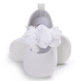 thumbnail image 5 of Baby Girls Mary Jane Flats with Bow Soft Sole Non- Crib Shoes Toddler First Walkers Princess Dress Shoes White 3 Months-6 Months, 5 of 5