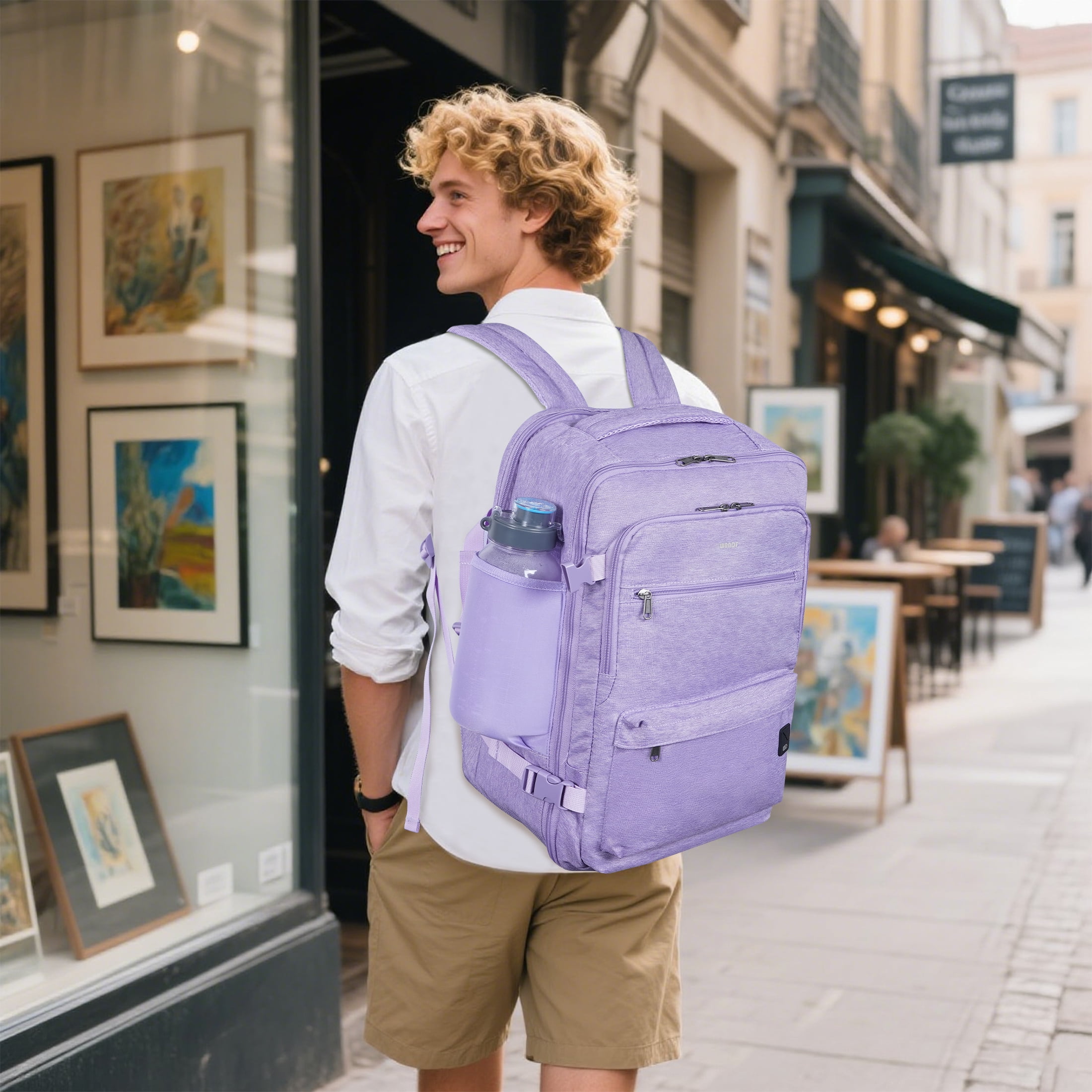 Business Travel Backpack Fits 17 Inch Laptop for Personal Item Bag 18x14x8 Clamshell Opening Carry on Laptop Backpack for Men with Wet Pocket, Purple