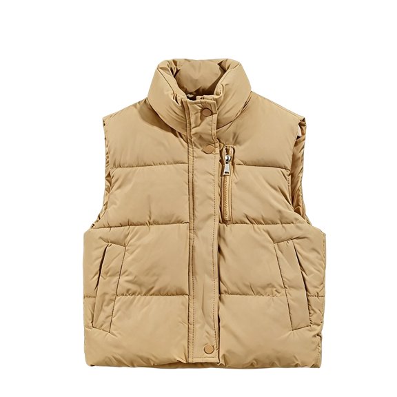 Abcomgle Girls Puffy Vests Size 10-12 Stand Collar Sleeveless Vest Jacket for Girls Lightweight Zip Up Padded Kids Vest Winter Fashion Quilted Vest Waistcoat