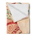 thumbnail image 2 of African Soft Flannel Fleece Throw Blanket, Local Female Portrait with Necklace Earring and Turban Ornaments, Cozy Plush for Indoor and Outdoor Use, 50" x 60", Peach Red Teal, by Ambesonne, 2 of 5
