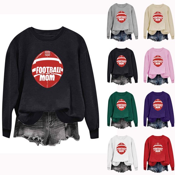 FNFYFH Football Sweatshirts for Women Game Day Sweatshirt Crew Neck Graphic Sweatshirts for Women