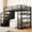 Black+MDF+Metal, variant on HMYG Full Size Metal Loft Bed with Storage Shelves,Cabinets and Wardrobe,Black