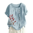 thumbnail image 1 of Camisas de Manga Corta para las Mujeres Blusa Suelta de Impresión de Flores de Verano, Camisa para el Hogar Y el Uso Diario, 1 of 5