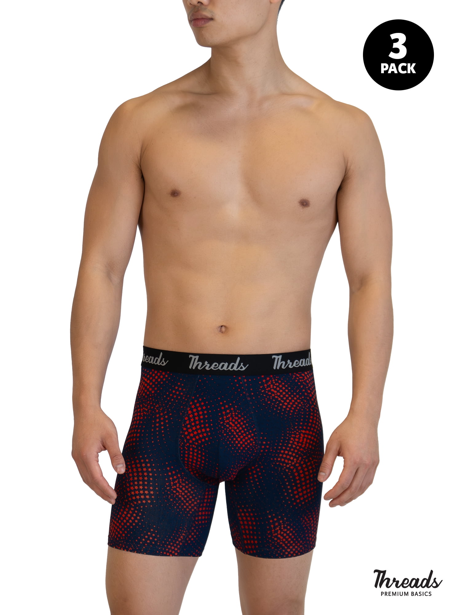 Threads Men's Underwear, 6" Ultra-Soft Premium Boxer Briefs, Moisture Wicking, Anti-Odor, 3-Pack