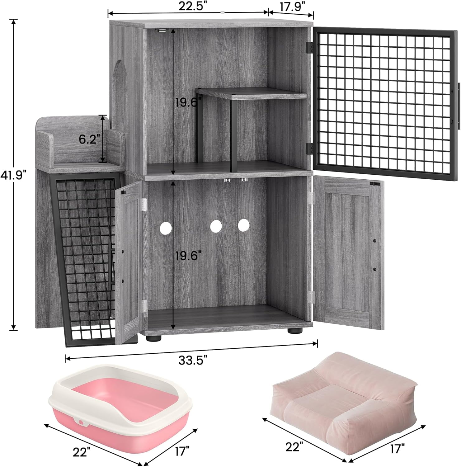 Grab Great Offers Modern Cat Litter Box Enclosure – Dual Layer Hidden Cat Washroom with Sturdy Ladder, Ideal Cat Cabinet for Indoor Cats in Black