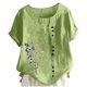 thumbnail image 2 of Xuyuer Women's Spring And Summer Block Print Round Neck Button Short Sleeve Casual T-Shirt, 2 of 5