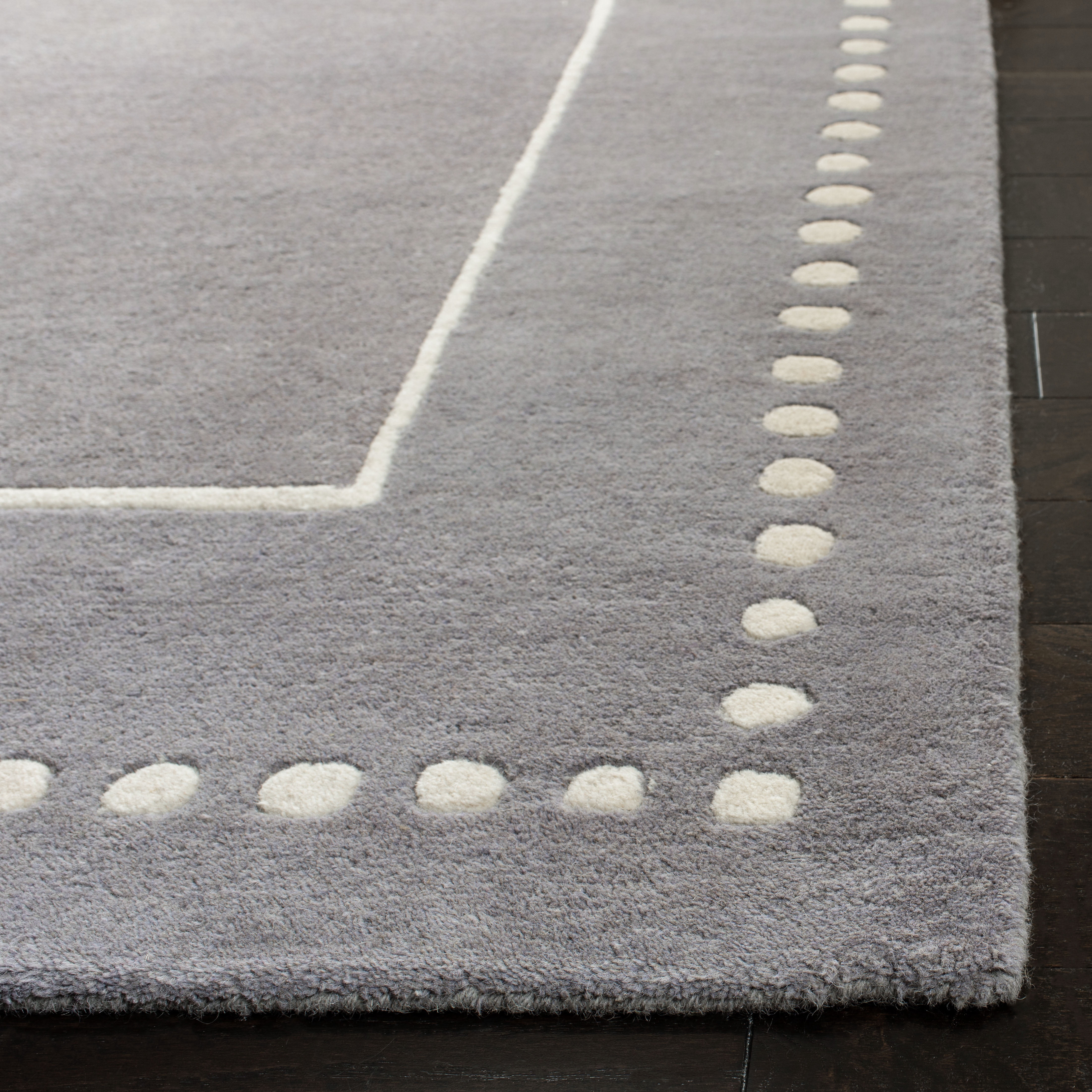 SAFAVIEH Bella Danita Bordered Wool Runner Rug, Silver/Ivory, 2'3" x 15'