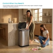 Home Zone Living 13 Gallon Motion Sensor Trash Can, Stainless Steel, Silver