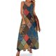thumbnail image 1 of Vestido largo sin mangas con estampado de abuelita de patchwork rústico, moda de patchwork rústico, vestido largo de verano para mujer, 1 of 7
