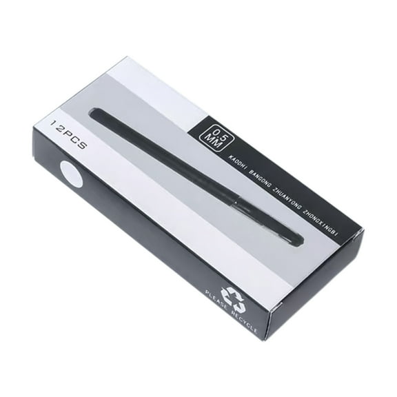 Qholemyo 12-pack Frosted Unisex GP380 Ballpoint Pens - Black Carbon Ink Pens for Office, Exams & Students, Boxed (24ml)