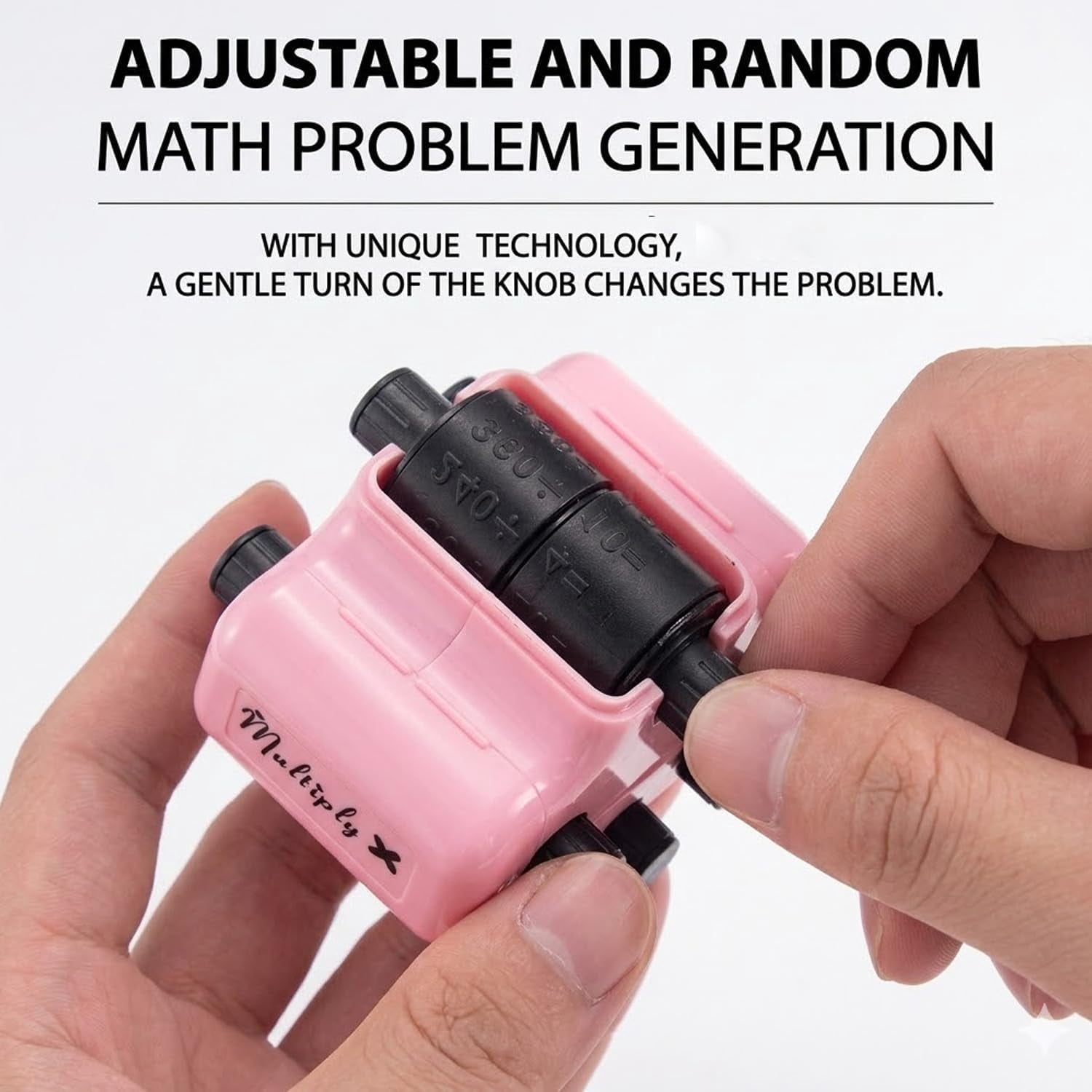 2026 New Math Roller Stamp, 4 in 1 Math Practice Roller Stamp Set, Math Teacher 4 in 1 Roller Stamp Refill Ink, Addition, Subtraction for Classroom & Home Use (Pink*1)