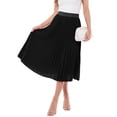thumbnail image 4 of Asklazy Women's High Waist Pleated A-Line Midi Skirt,Flowy Elastic Waist Skirts for Work Casual Wear,Halloween,Black,S, 4 of 10