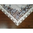 thumbnail image 3 of Doily Boutique Fireplace Mantel Scarf with a Blue Roses on Bleached White Fabric Handmade, Size 84 x 27 inches, 3 of 4