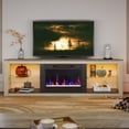 thumbnail image 3 of Bestier Electric Fireplace TV Stand for 75 inch TVs, Fireplace TV Stands for Living Room or Bedroom, LED Entertainment Center with Fireplace, RGB Ambient Lighting, Quick Assembly, Wash White, 3 of 16