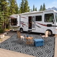 thumbnail image 5 of Outdoor Rug Waterproof Reversible for Patio Deck Campsite 5x8 Ft Black+White, 5 of 7