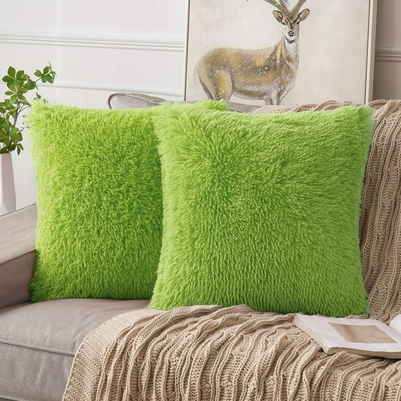 Pack de 2 fundas de almohada ANRODUO de piel sintética, color verde, 40 x 40 cm