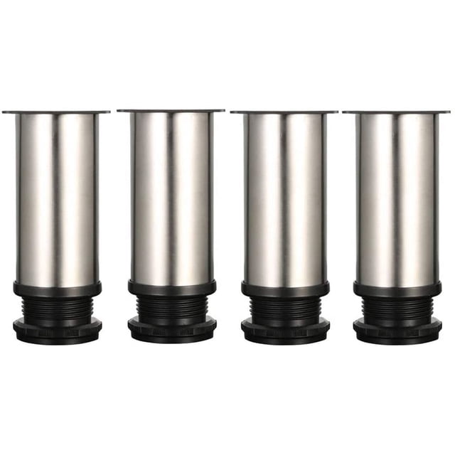 4 patas ajustables: altura 120 mm, patas gruesas para muebles, altura ajustable 0-15 mm, patas de mesa, patas para muebles, acero inoxidable cepillado - tornillos de acero inoxidable incluidos