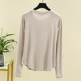 thumbnail image 3 of Chiccall Womens Pajama Tops Crew Neck Long Sleeve Basic Home T-shirts Lightweight Soft Stretch Comfy Underwear Blouse, 3 of 4