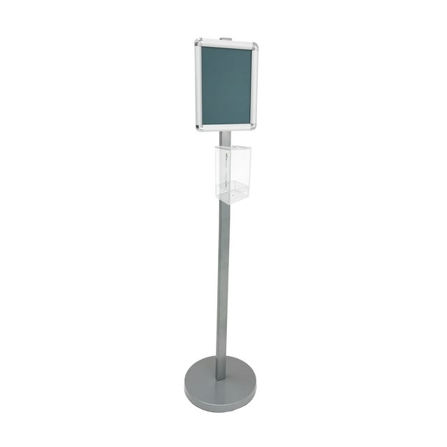 FixtureDisplays® Floor Standing Signage Frame 8.5x11" Media Size With Hand Sanitizer HOLDDR 10049+119085