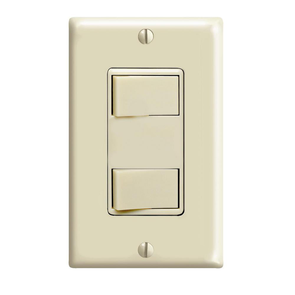 Leviton 15Amp Commercial Grade Combination Two Single Pole Rocker Switches,Ivory 