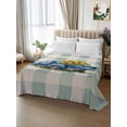 thumbnail image 2 of Blue Truck Yellow Sunflower King Size Flat Sheet, Wrinkleproof & Fadeproof Cooling Flat Bed Sheet Only, Teal Plaid Vintage Summer Breathable Soft Bedding Top Sheets 105 x 98 Inches, 2 of 8