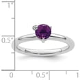 thumbnail image 3 of Sterling Silver Rhodium-Plated Polished Amethyst & White Topaz Ring (Size 7) Made In Thailand qr7421am-7, 3 of 5