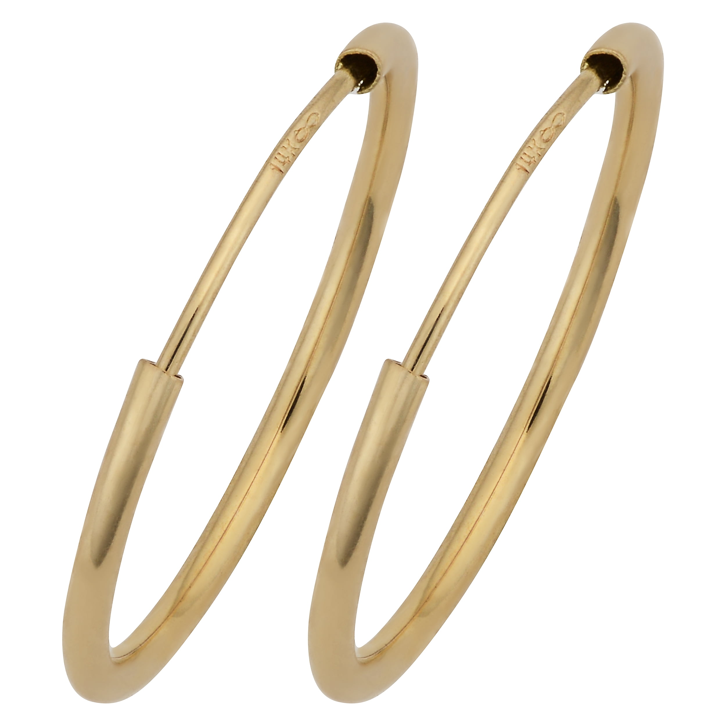KoolJewelry 14k Yellow Gold 16 mm Round Tube Endless Hoop Earrings