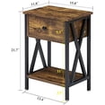 thumbnail image 3 of Nightstands Set of 2, Modern Bedside End Tables, Night Stands with Drawer and Storage Shelf for Living Room Bedroom, Industrial Metal Frame, 3 of 7