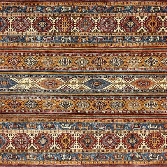 Ahgly Company Indoor Square Abstract Red Abstract Area Rugs, 8' Square