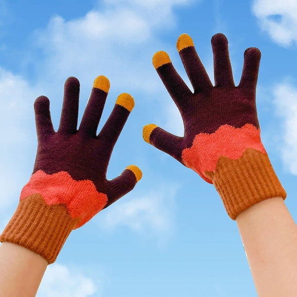 Guantes de invierno para mujeres niñas estudiantes guantes de punto guantes de pantalla táctil cálidos dedos completos guantes de punto para mujer invierno cálido cepillado