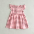 thumbnail image 2 of MEZZALL Children Clothing For Summer Girls Plaid Dress O-Neck With Flared Sleeves Sweet And Adorable Dress Toddler Daily Wear Comfort / 6-7 Years, 2 of 7