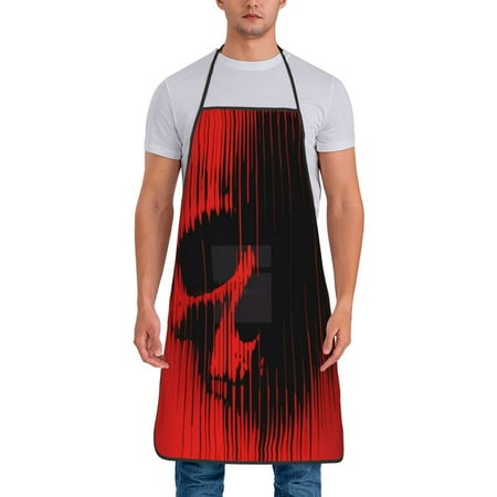 

Zeuib Minimalist Skull Red Print Unisex Waterproof Aprons Cooking Aprons for Kitchen Gardening and Salon Water & Oil Resistant