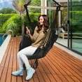 thumbnail image 1 of ALEKO Hanging Rope Swing Hammock Chair with Side Pocket and Wooden Spreader Bar, Gray, 1 of 11