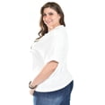 thumbnail image 3 of Blusa con detalle de bolsillo Roman Fashion /Tallas Extras, 5111 (Blanco) blanco 40, 3 of 6