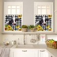 thumbnail image 4 of Cow Kitchen Curtain Valance and Tiers Set Farm Animal Yellow Sunflowers Rod Pocket Kitchen Tier & Valance Set 3 Piece Black White Buffalo Check Plaid Window Curtain Valance Tier Set 54 in x 24 in, 4 of 6