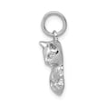 thumbnail image 2 of 14k White Gold Diamond-cut Satin Open-Backed Cat Charm, 2 of 4