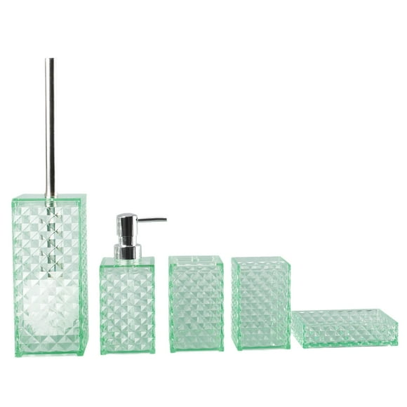 Juego de 5 accesorios de baño, soporte para cepillo de dientes, decoración, prácticos suministros para el baño. Morandi Green