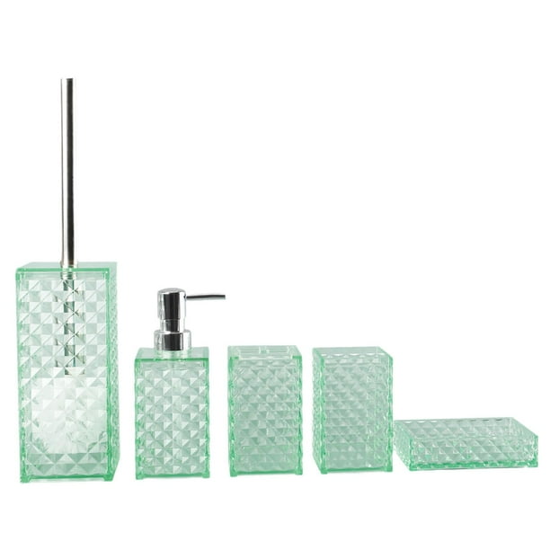 Juego de 5 accesorios de baño, portacepillos de dientes, decoración, baño práctico Morandi Green