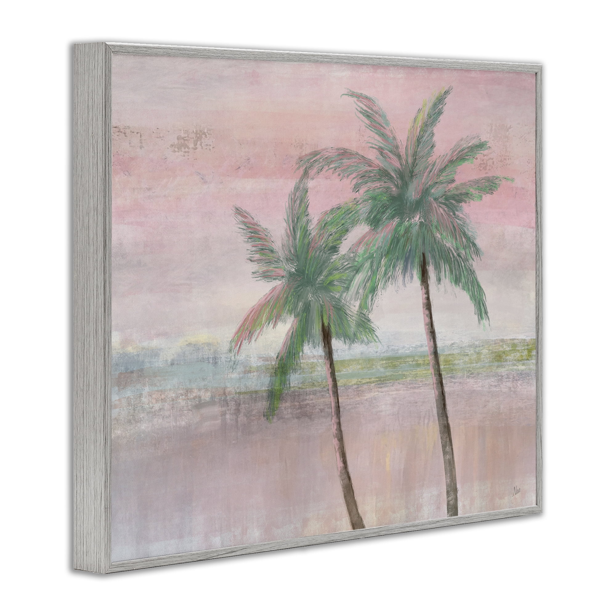 Stupell Industries Sunset Palms at Dusk Gray Framed Giclee Art, design by Nan
