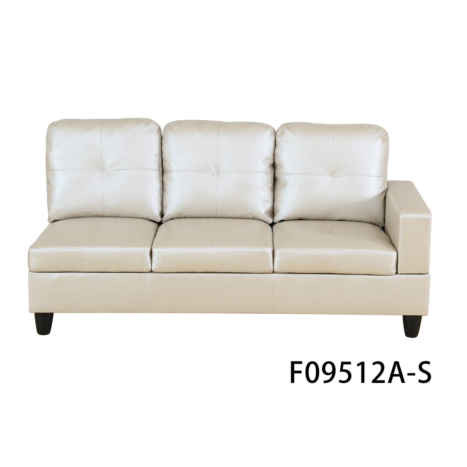 Hommoo 4-Seat Semi Semi PU Synthetic Leather Sectional Sofa Sets, L Shaped Sectional Couches and Sofas, Modern Living Room Furniture Sets, 17.5'' Back Height, Latte(No Ottoman)