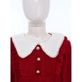 thumbnail image 6 of TSSOE Girls Autumn Winter Elegant A Line Velvet Dress Birthday Gift Princess Clothing Wedding Party Festive Dresses Red 120/2, 6 of 7
