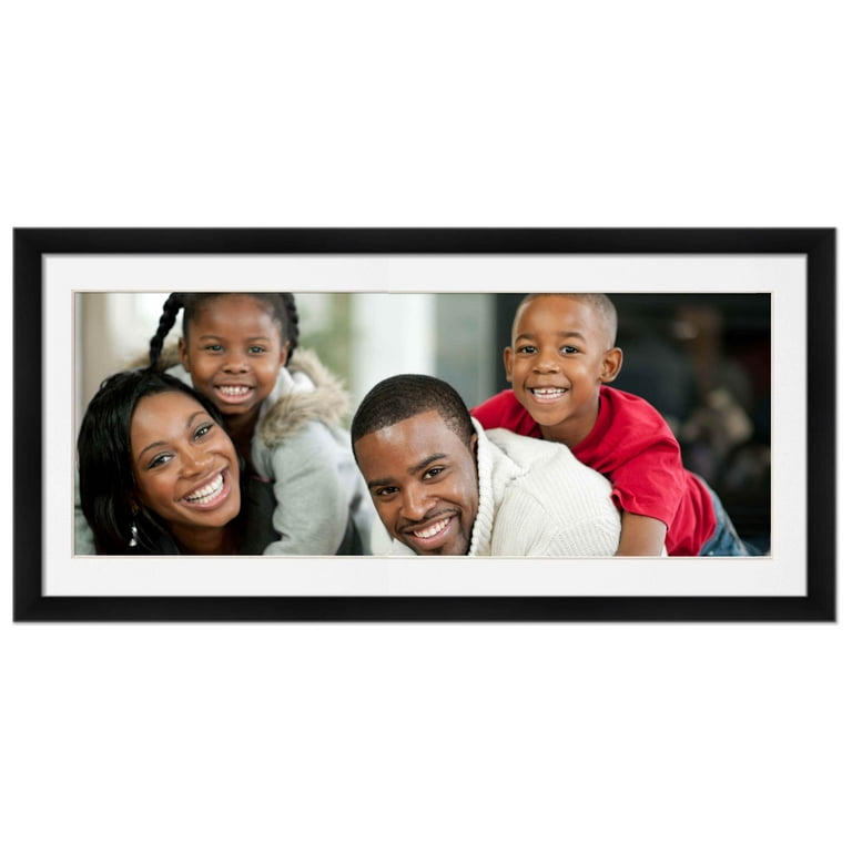 13x39 Frame Black With White Picture Mat For 13x39 Photo - Black