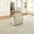 thumbnail image 2 of Modern Beige Corduroy Sofa Chair with Storage Ottoman, Deep Seat, Cup &amp; Phone Holder, 22.5" Spacious Seat, Solid Wood Frame, Ideal for Living Room Comfort, 2 of 10