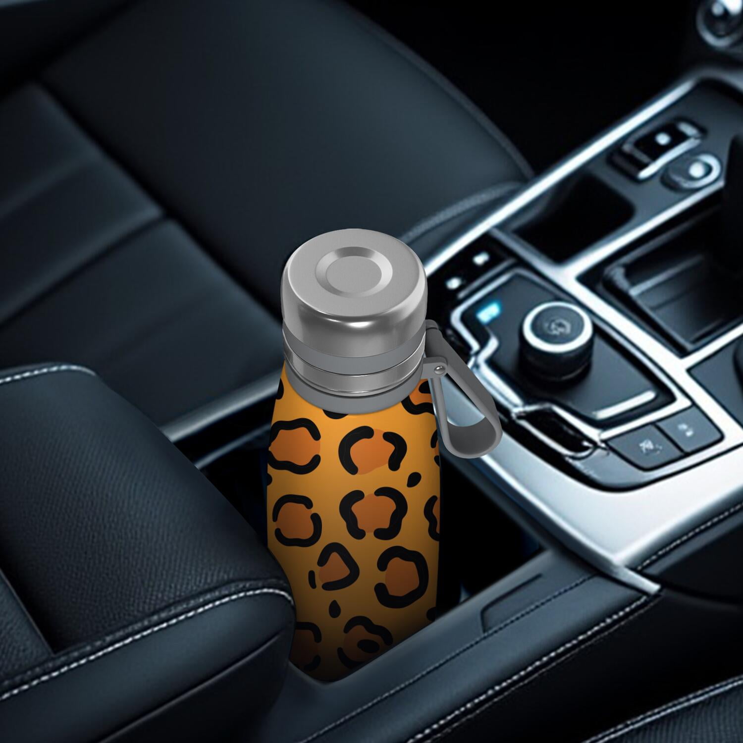 29oz Insulated Water Bottle with Tea Infuser, Stainless Steel Travel Mug, Animal Leopard Print