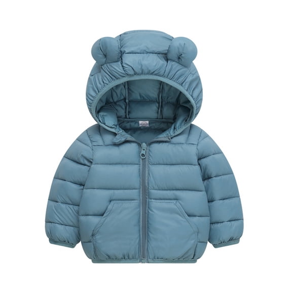 Usaibhir Winter Down Coats for Kids Baby Boys Girls Light Puffer Padded Jacket Bear Hoods Toddler Outerwear 1-6T