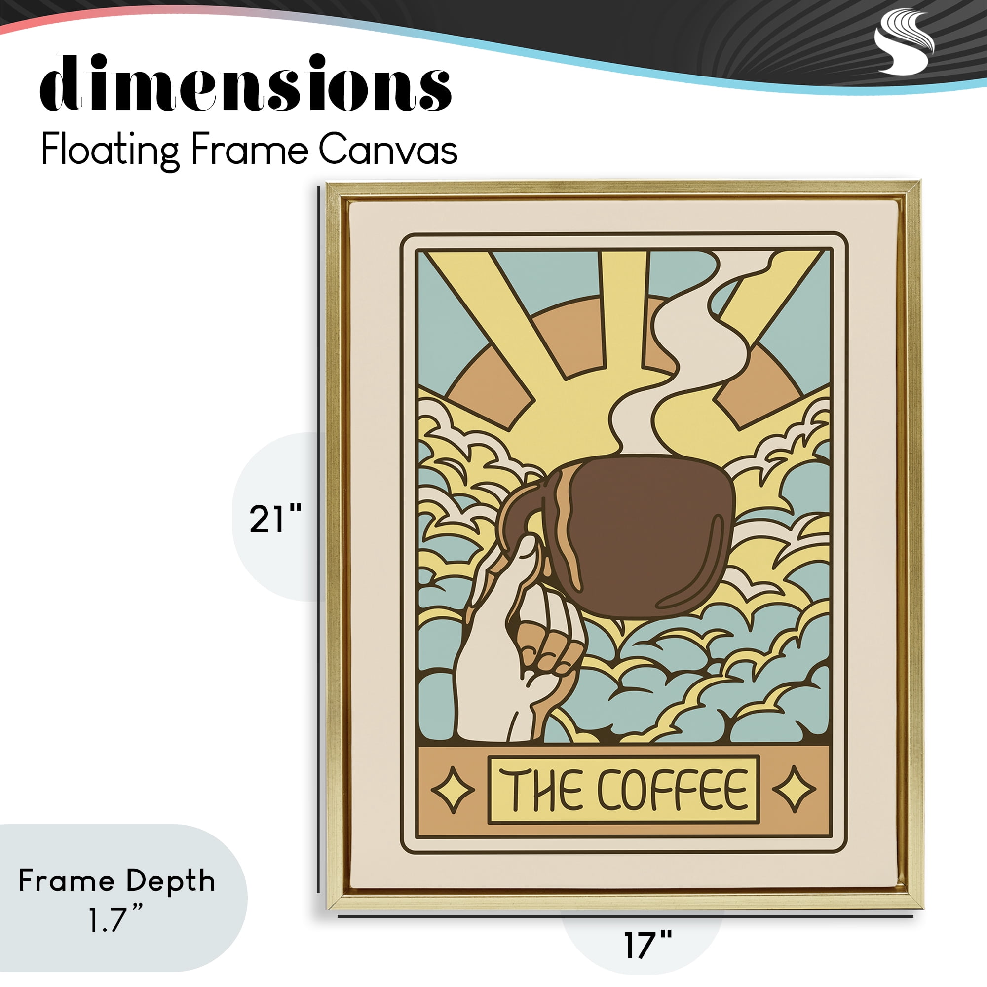Stupell Industries The Coffee Muted Tarot Gold Framed Floater Canvas Wall Art, design by Tobe Fonseca