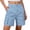 Blue, variant on Women's Mid Length Cargo Shorts Classic Button Zip Fly Multi Flap Side Pockets Straight Casual Utility Bottoms