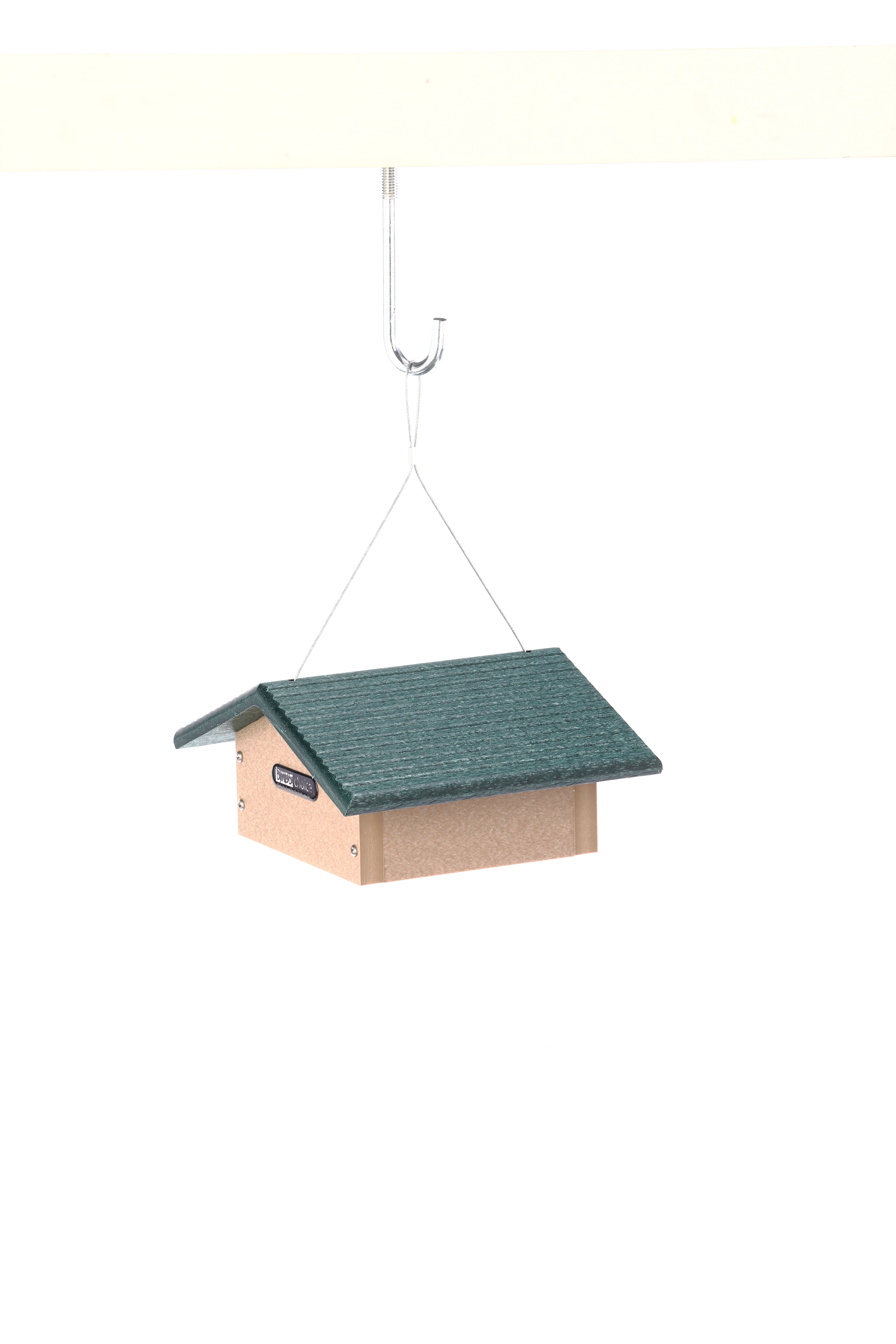 Birds Choice 4.25" Upside Down Recycled Materials Suet Seed Block Feeder, Taupe/Green